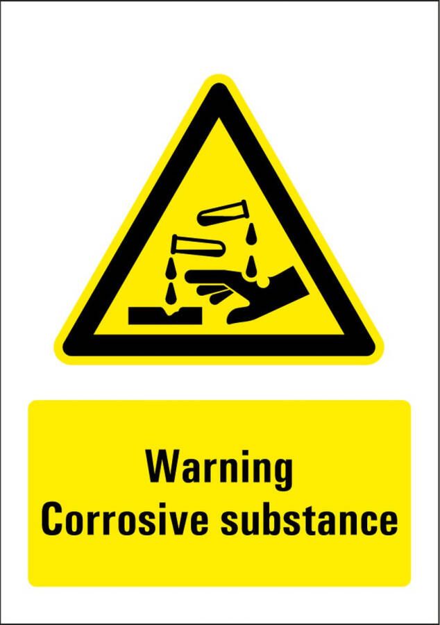 Warning corrosive substance bord kunststof 148 x 210 mm