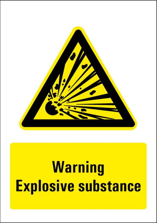 Warning explosive substance bord kunststof 297 x 420 mm