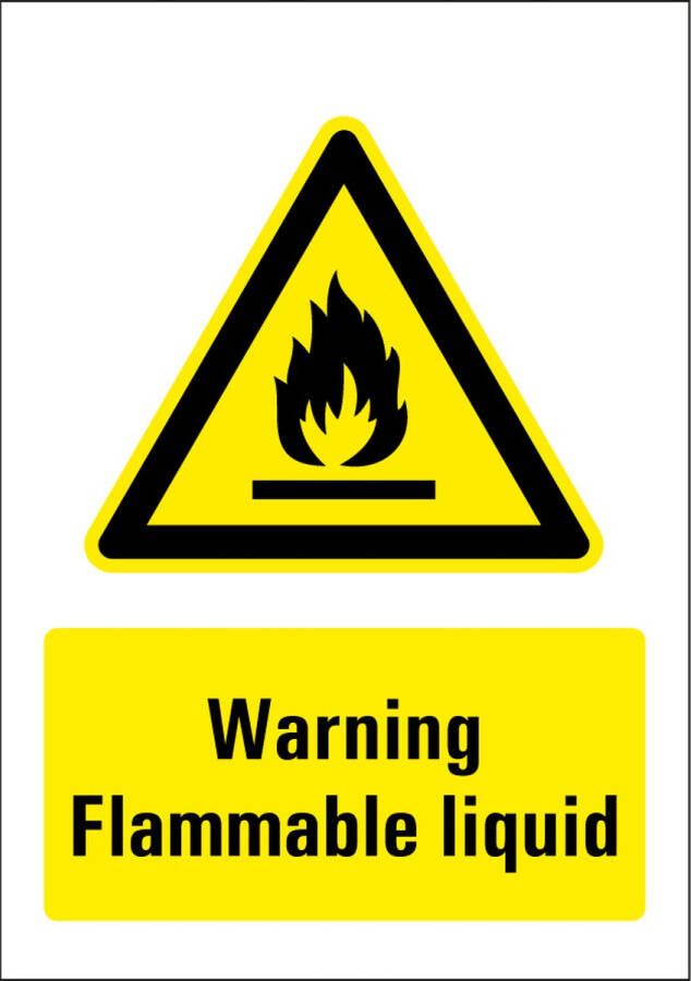 Warning flammable liquid bord kunststof 297 x 420 mm