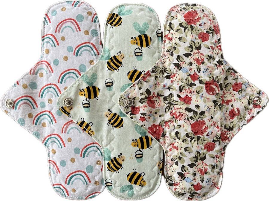 Wasbare inlegkruisjes 3 stuks Bloemetjes en bijtjes
