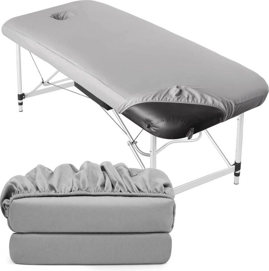 Wasbare Spanhoes voor Massagestoel Set van 2 Ademend 70 x 190 x 12 cm Grijs massage matras
