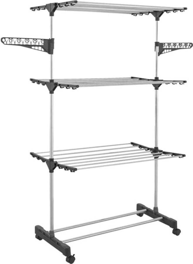 Wasdroger roestvrij staal Maxima grijs opvouwbaar hoogte 145 cm + 30 accessoires