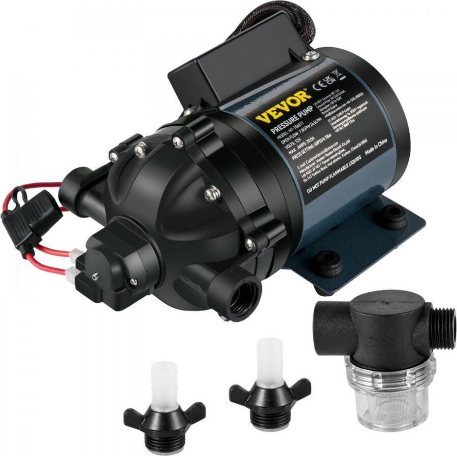 Washdown Dekpompset Waterpomp 12V 7 GPM 60 PSI 10 Voet Zelfaanzuigende Kop