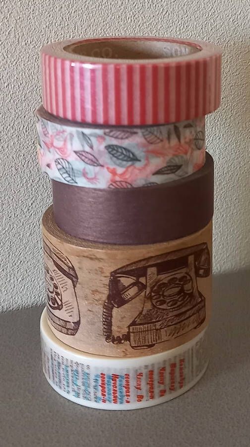 Washi Tape 5 rollen vintage telefoon