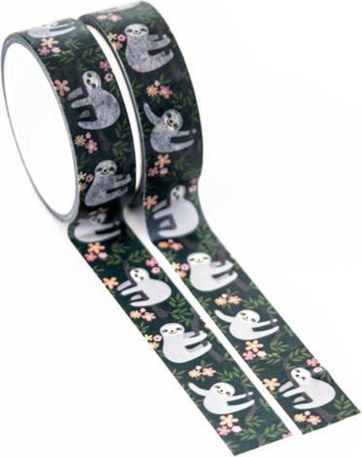 Washi tape Luiaard set van 2 rollen 20 meter zelfklevend tape knutselen kaarten maken scrapbooking