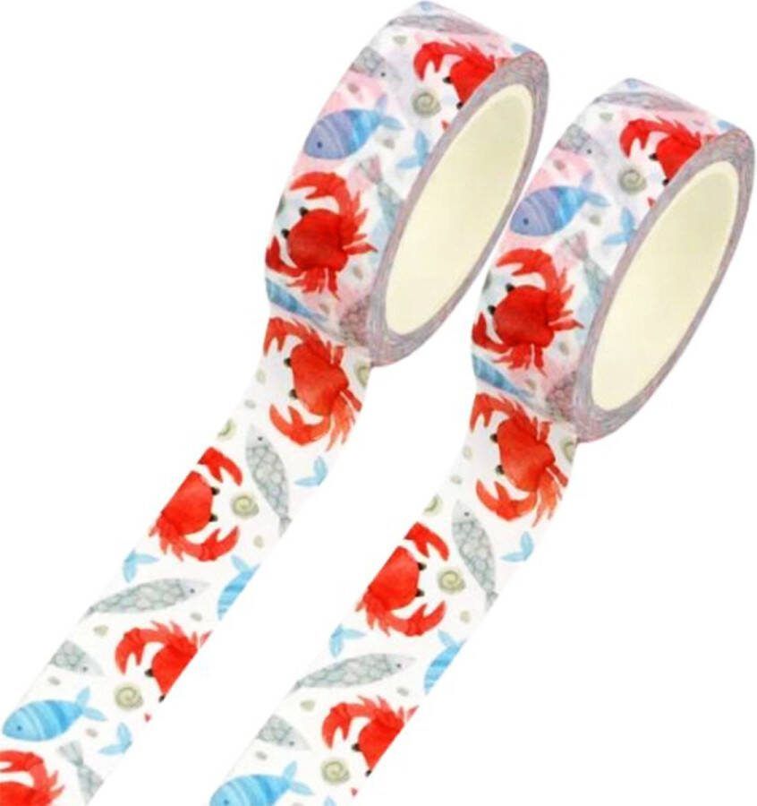 Washi Tape Sealife set van 2 rollen zelfklevend tape 20 meter knutselen scrapbooking kaarten maken