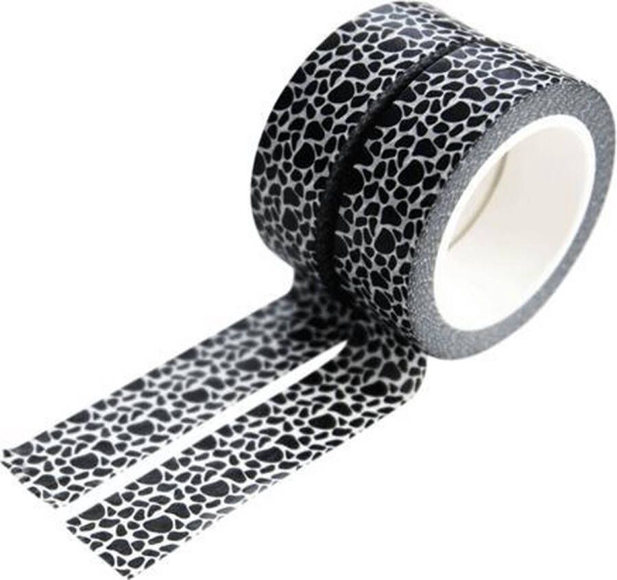 Washi Tape Set 2 Rollen Washi Tape Koeienprint Zwart-Wit Papier en DIY
