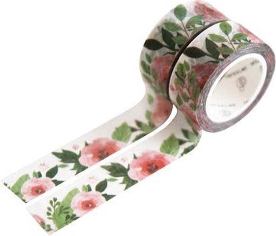 Washi Tape Set van 2 Rollen Washi Tape Pink Flowers Papier en DIY