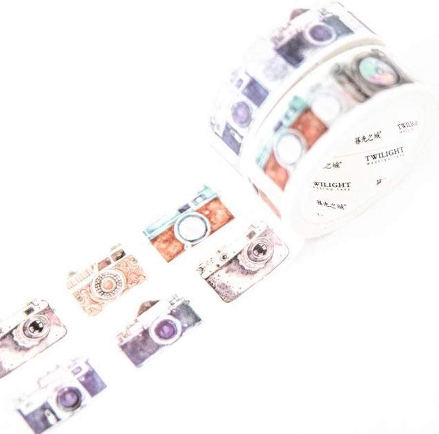 Washi Tape Vintage Camera set van 2 rollen 20 meter zelfklevend tape knutselen DIY