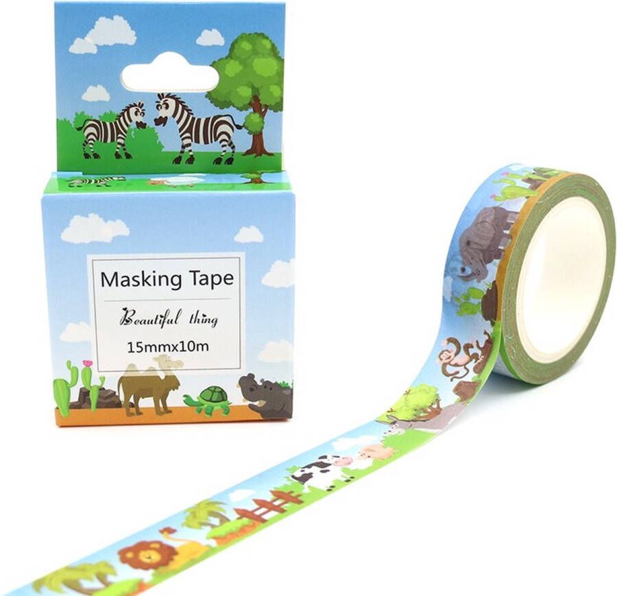 Washi tape Zebra Koe Leeuw decoratie masking papier tape 15 mm x 10 m