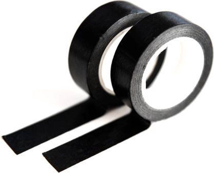 Washi Tape Zwart set van 2 rollen zelfklevend tape knutselen DIY 20 meter mat zwart