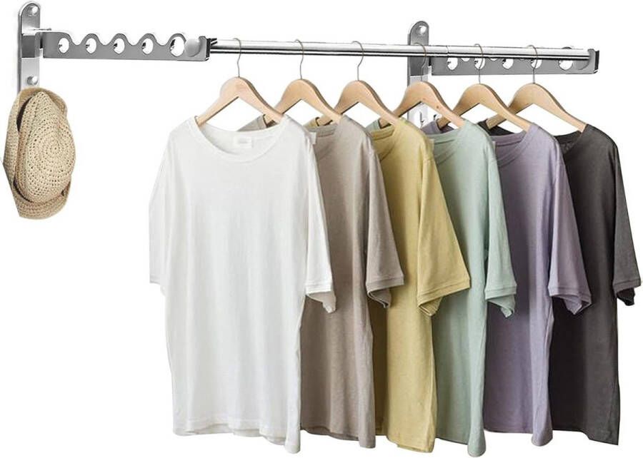 Waskleding Vouwrek Wandmontage Ruimtebesparend Intrekbaar Droogrek met Kleine Onzichtbare Hanger voor Jas