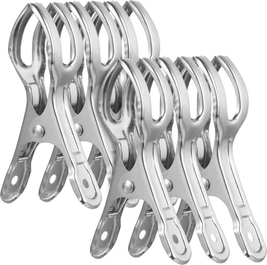 Wasknijpers 18 Stuks Strandlaken Anti Windknijpers Voor Op Strandstoel RVS Grote Opening 6 Cm Wasrek Knijpers Anti-Slipclip Rokjesclip Quilt Laken Badhanddoek Extra Lang En Stevig Duurzaam