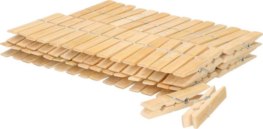 Wasknijpers 60x bamboe hout 7 cm wasspelden knijpers was ophangen