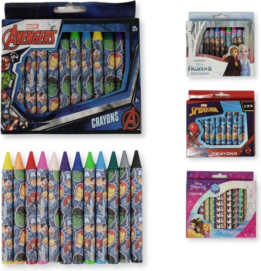 Marvel Disney Waskrijtjes kleur Wasco jumbo 10 cm 12 stuks 4 assorti