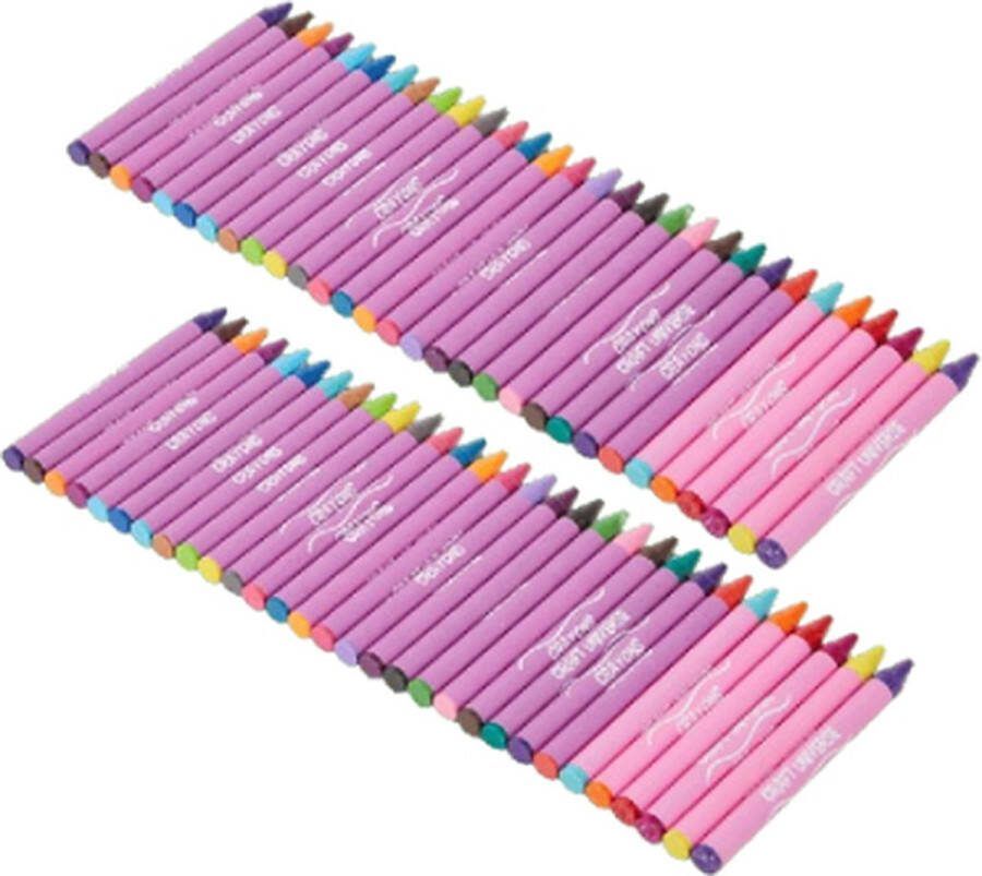 Waskrijtjes wasco 60 kleuren Inclusief 12 Glitter Krijtjes Roze Multicolor Set van 12 Wascokrijtjes Kerstcadeau Tekenen Kleuren 2 Doosjes