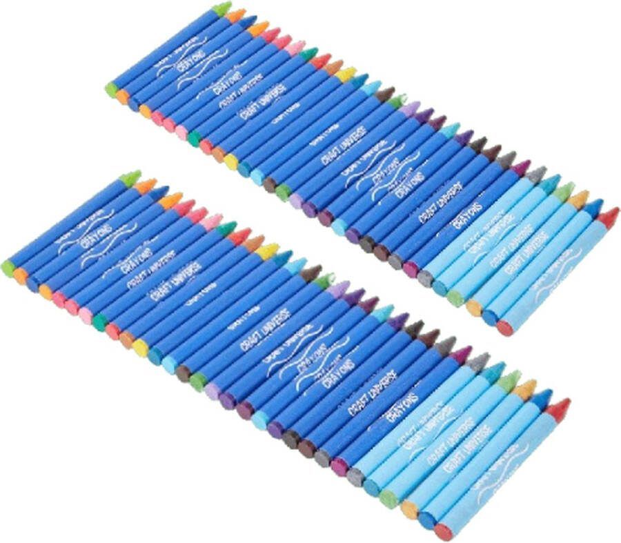 Waskrijtjes wasco 60 kleuren waarvan 12 Metallic Krijtjes Blauw Multicolor Set van 2 Wascokrijtjes Kerstcadeau Tekenen Kleuren 2 Doosjes
