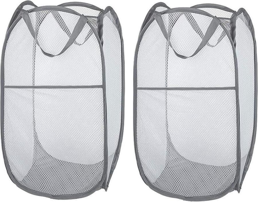 Wasmand Opvouwbaar Grijs 35x35x61cm 2 Stuks Wasgoed Opbergmand Mand Vuile Was Emmer Ronde Opslag Thuis Organizer Kinderkamer wasmand