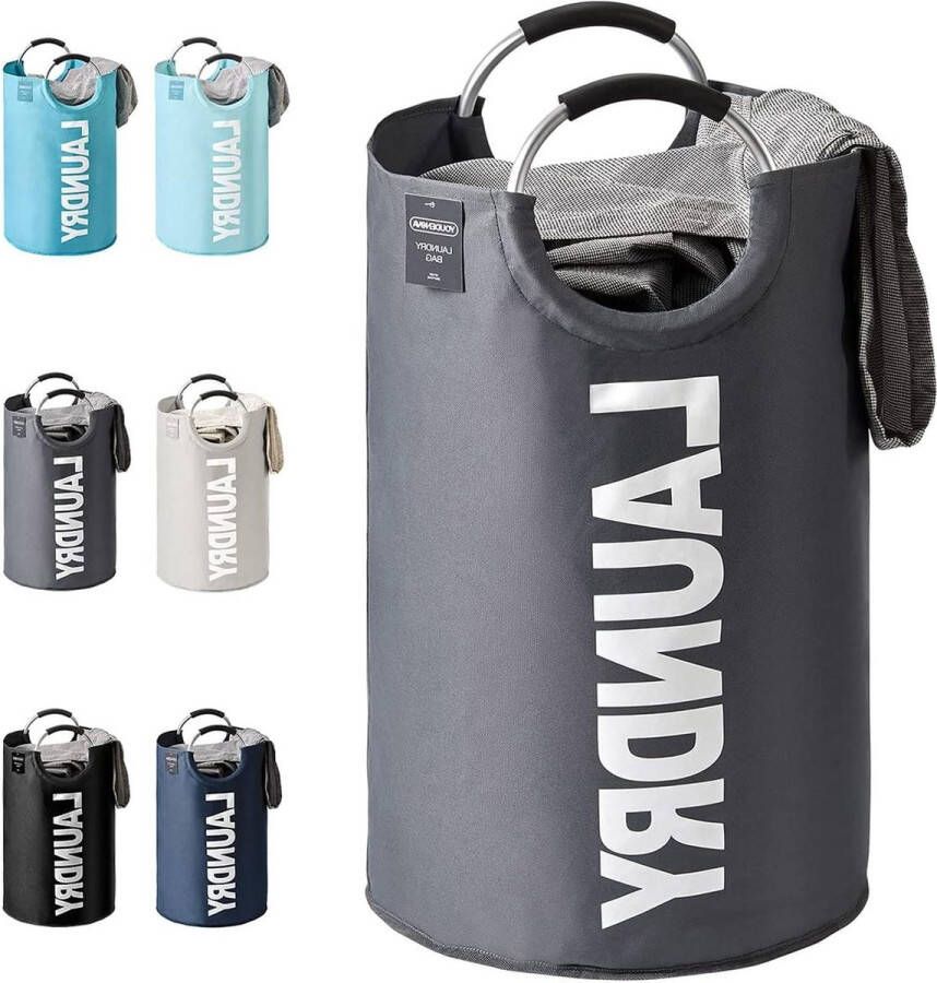 Wasmand Opvouwbare Wasverzamelaar Grijs 82L Capaciteit Met Handvat Waszak Laundry Baskets