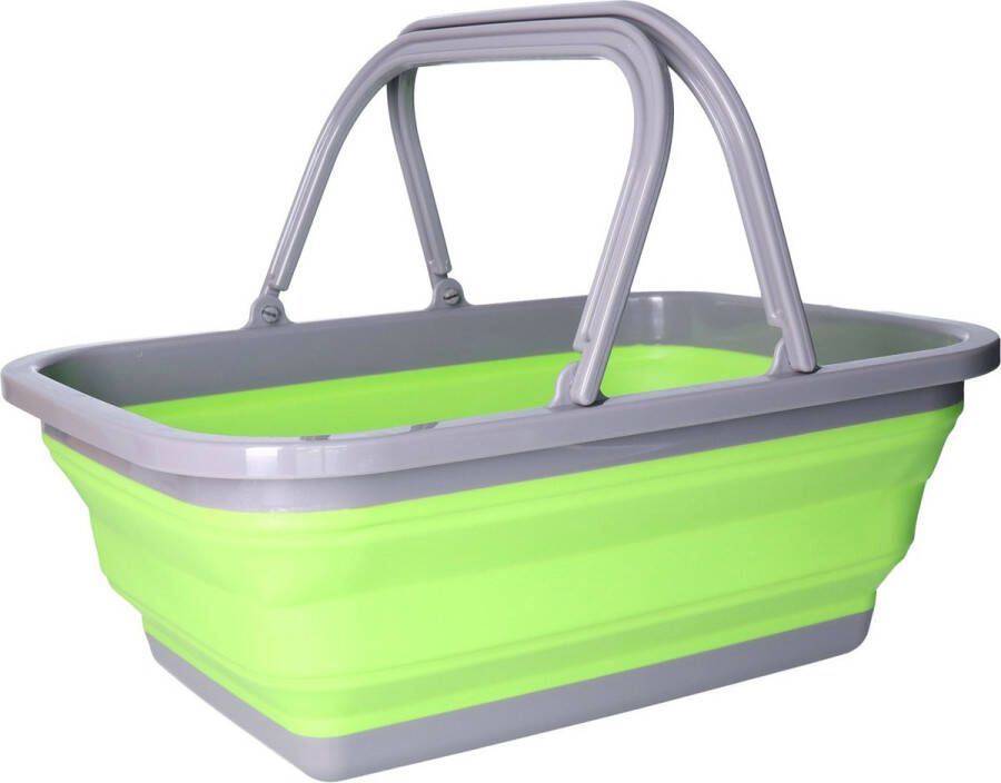 Merkloos Wasmand boodschappen mand opvouwbaar met hengsel kunststof 30L groen 39 x 27 x 14 5 cm Emmers