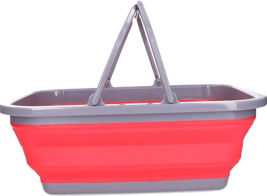 Merkloos Wasmand boodschappen mand opvouwbaar met hengsel kunststof 30L rood 39 x 27 x 14.5 cm Emmers