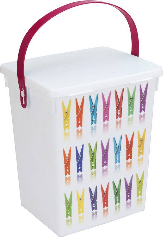 Merkloos Sans marque Wasmiddel bewaarbox roze hengsel 5 liter 23 x 18 cm Huishoud producten Huishouding De was doen Wasmiddelpoeder opbergen Wasmiddelboxen Wasmiddeldozen
