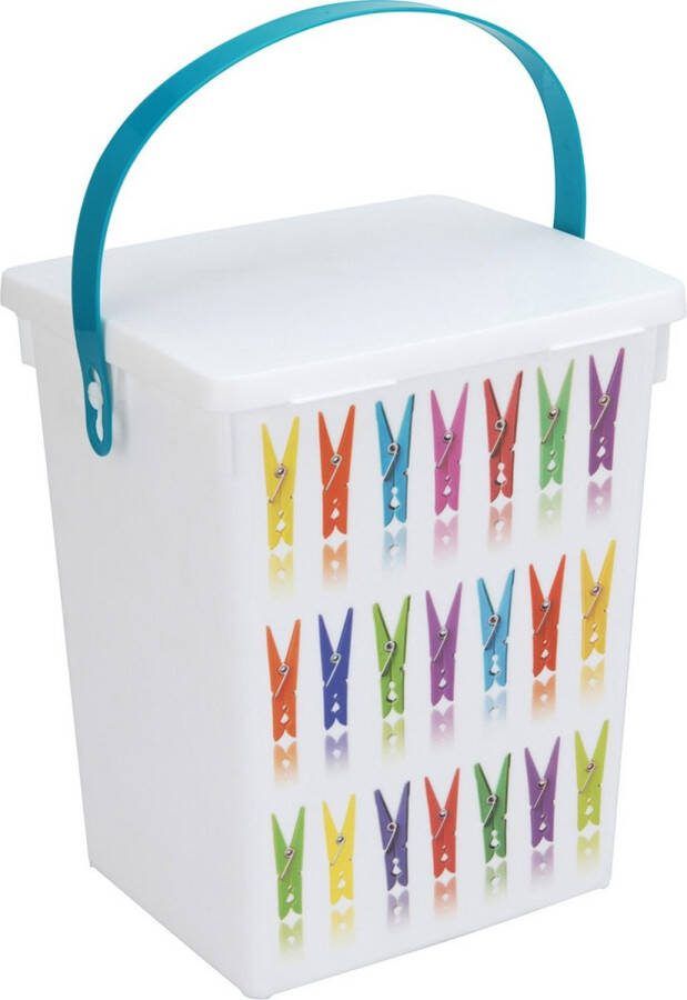 Merkloos Sans marque Wasmiddel bewaarbox turquoise hengsel 5 liter 23 x 18 cm Huishoud producten Huishouding De was doen Wasmiddelpoeder opbergen Wasmiddelboxen Wasmiddeldozen