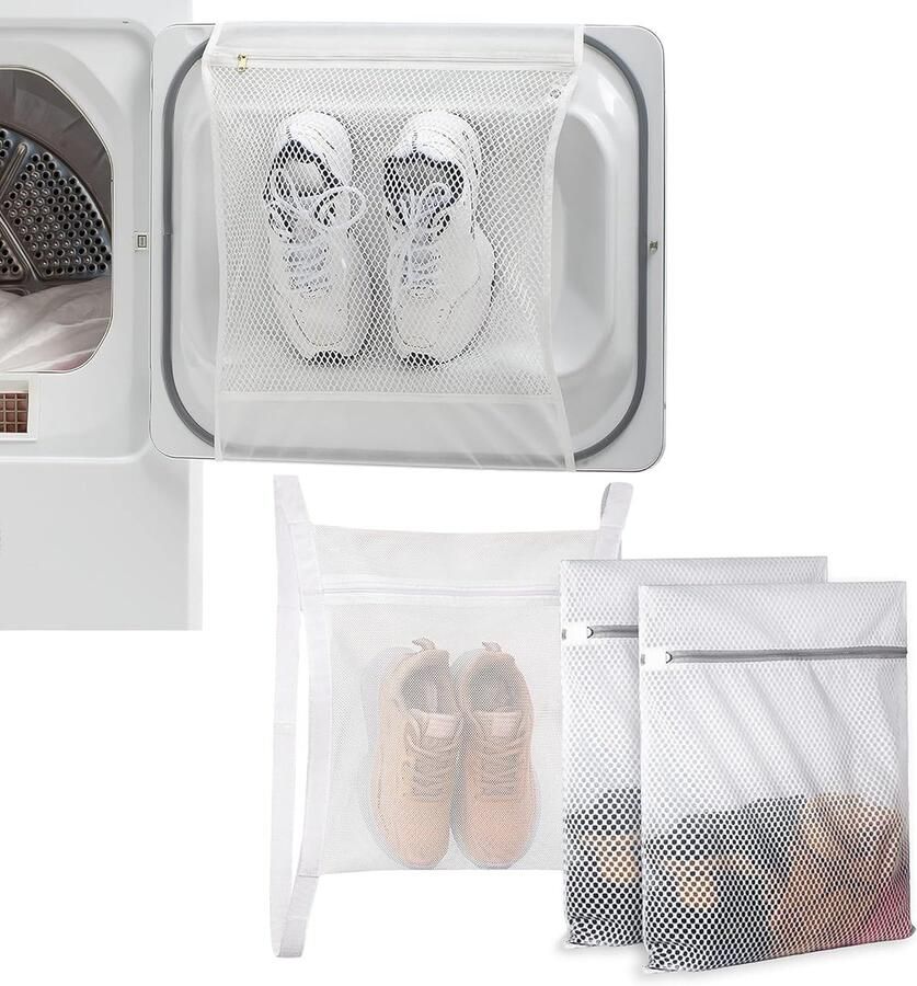 Wasnet + sneakerwas- en droogzakken voor droger zeer praktische 3-delige set waszak met ritssluiting voor gevoelige mantels blouse schoenen enz