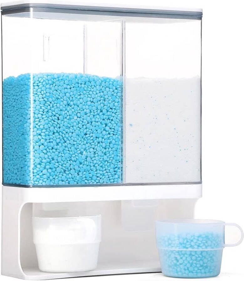 Wasparfum Dispenser opbergdoos met 2 maatbekers voor wasparfum waspoeder geschikt voor kleine effen korrels 3 liter