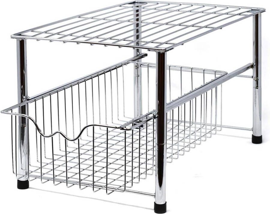 Wastafelorganizer multifunctionele keukenkast organizer onder de gootsteen of badkamerplank ijzeren lade mand chroom keukenorganizer Gootsteenkast Organizer