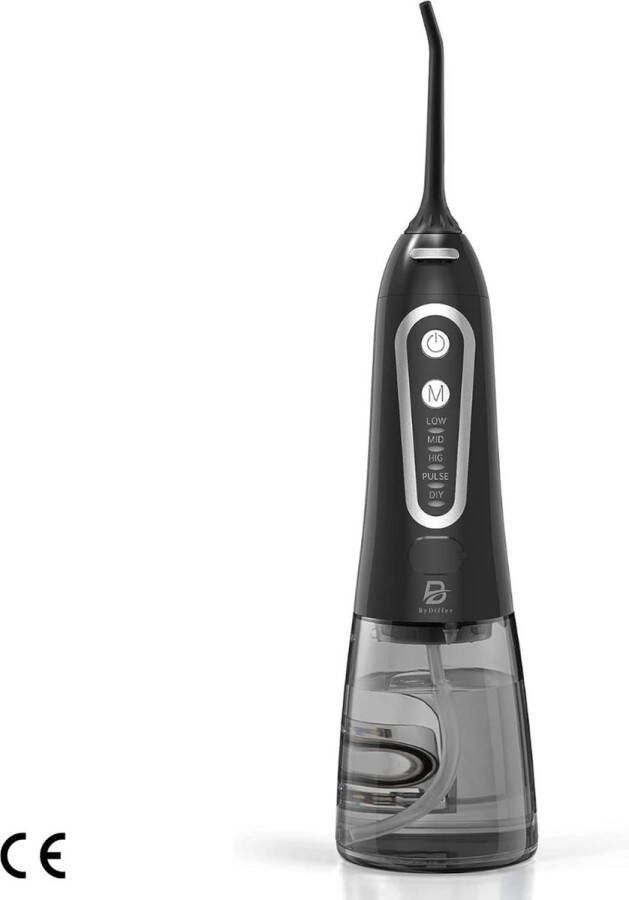 Water Flosser Elektrische Monddouche met 300ML Watertank en 5 Modi 5 SprInclusiefoeiers Professionele IPX7 Waterdichte Tandreiniger met USB-Oplader voor Thuis en Reizen Flosapparaten Monddouche Zwart