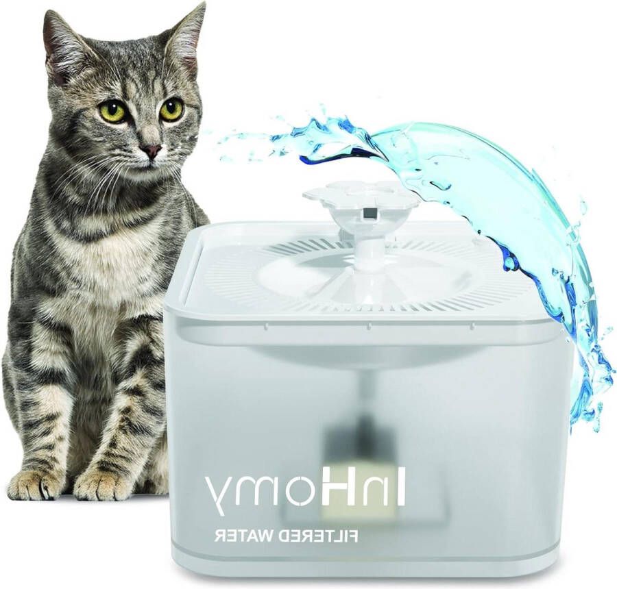 Water Fontein voor Katten en Honden met Bloem 2.5 L Automatische Waterdispenser voor Katten Super Stil met Geactiveerd Koolstoffilter Transparante Fontein