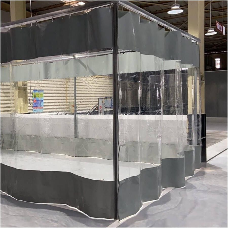 Waterdicht Bitengordijn Transparant Waterdicht Gordijn Buiten Zwaar PVC-vinylgordijn met Oogjes 0 6mm Dekzeil Zijpaneel voor Tuin Veranda Garage Pergola Terras 3 Maten (Kleur : Gray+Clear Maat : 3x2.5m)