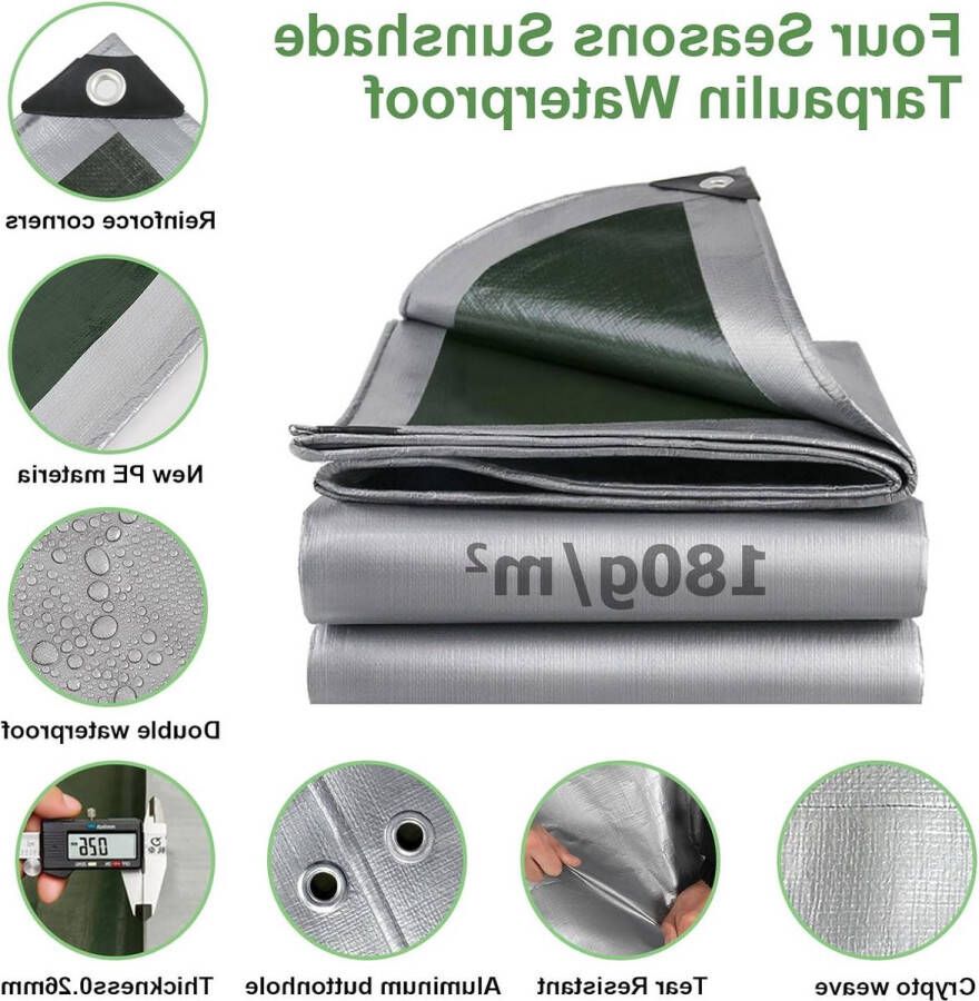 Waterdicht dekzeil 180 g m² zwaar belastbaar vorstbestendig UV-bescherming PE-kunststof tuinmeubels schuur 2 x 3 m transparent tarp