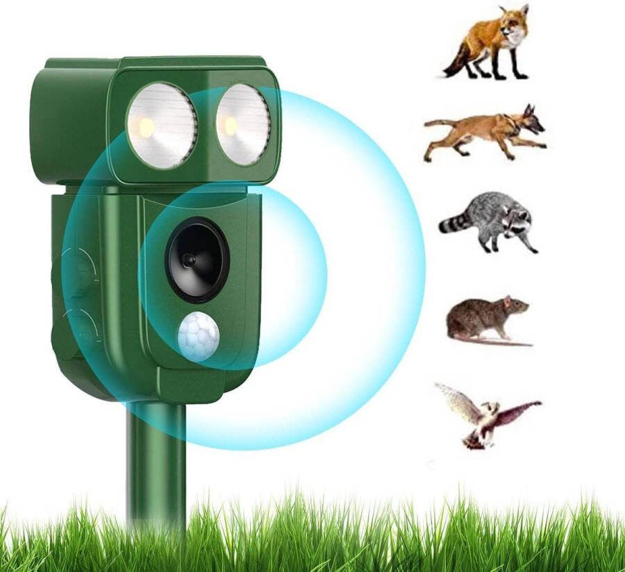 Waterdicht Dierenafweermiddel Ultrasoon USB-Oplaadbaar Zonne-energie Honden Katten Muizen Vogels