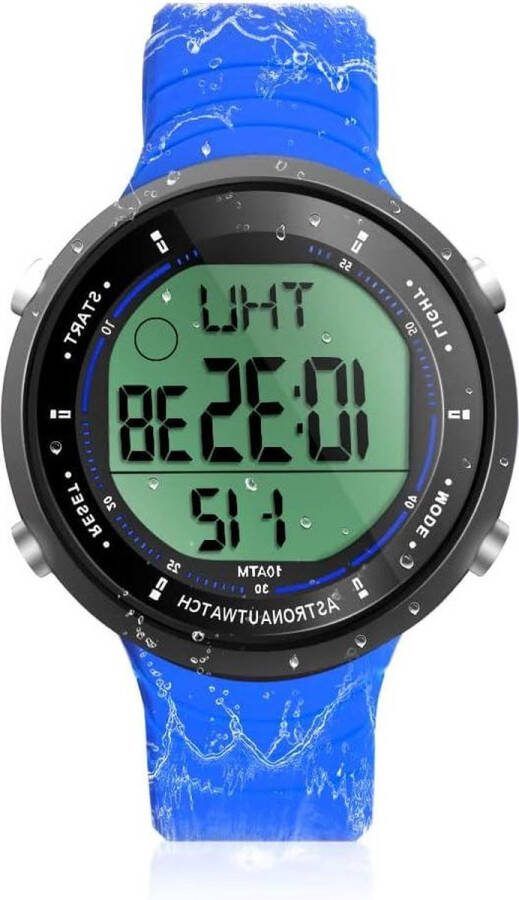 Waterdicht digitaal sporthorloge zwemmen en duiken chronograaf stopwatch 10 ATM timer countdown kalender dubbele tijdzone wekker 12 24 uur formaat