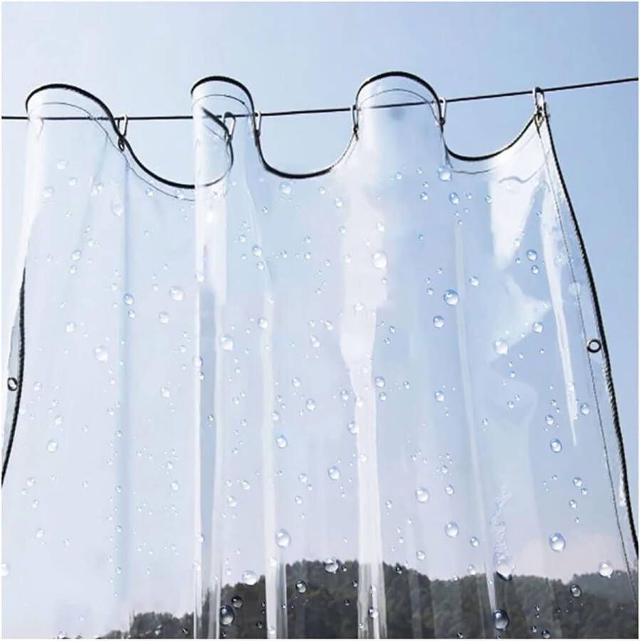Waterdicht transparant zeil met oogjes helder pvc weerbestendig afdekzeil scheurbestendig gordijn voor terrassen balkon plantendeken regenbescherming dekzeil 400 g m² 1 x 2 m
