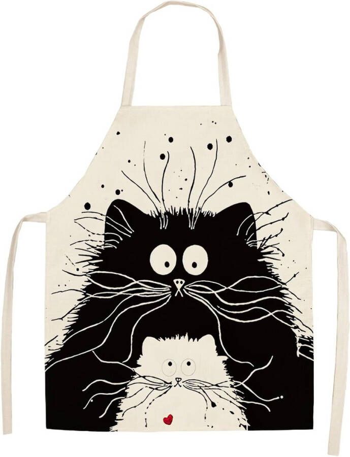 Waterdicht verstelbaar kookschort kattenpatroon thuis barbecue tuinieren Meerkleurig 70*60cm