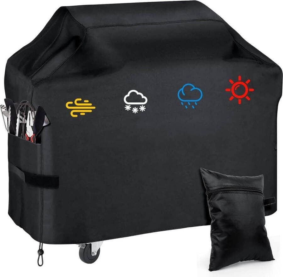Waterdichte Barbecuehoes BBQ Grill beschermhoes 210D Oxford met tas en verstelbaar trekkoord uv-bescherming 145 x 61 x 117 cm BBQ hoes