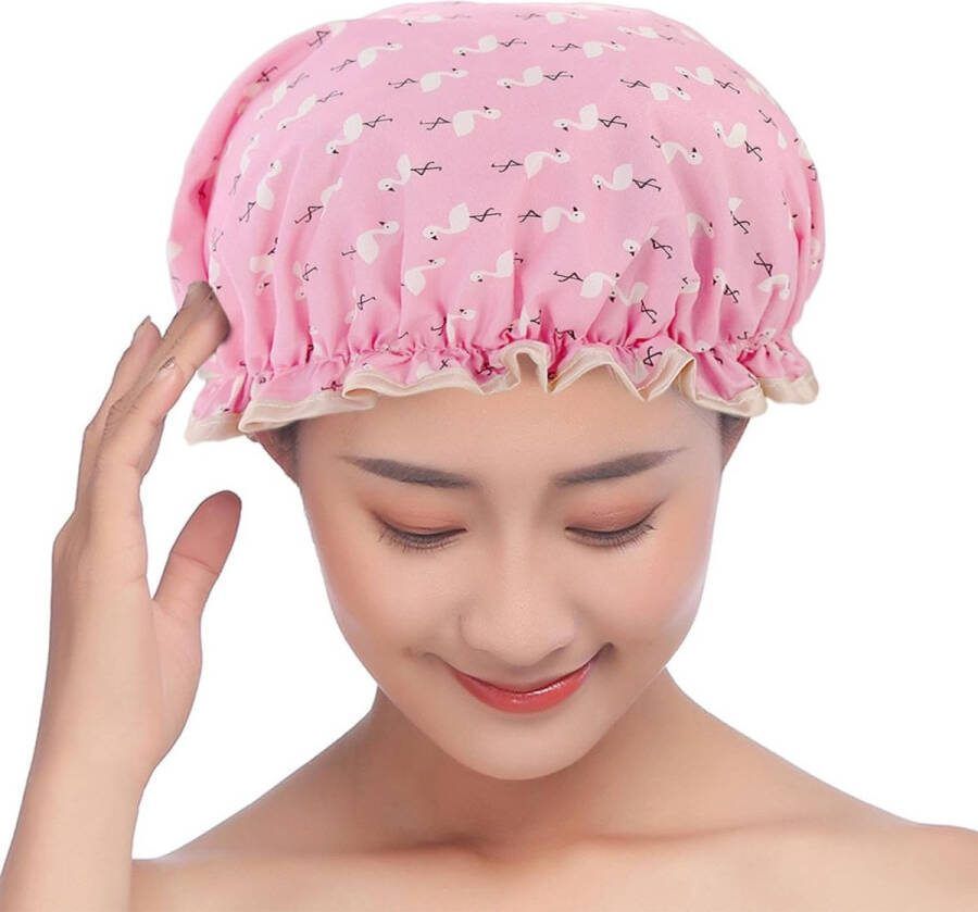 Waterdichte douchemuts met ruches voor heren en dames Roze en blauw