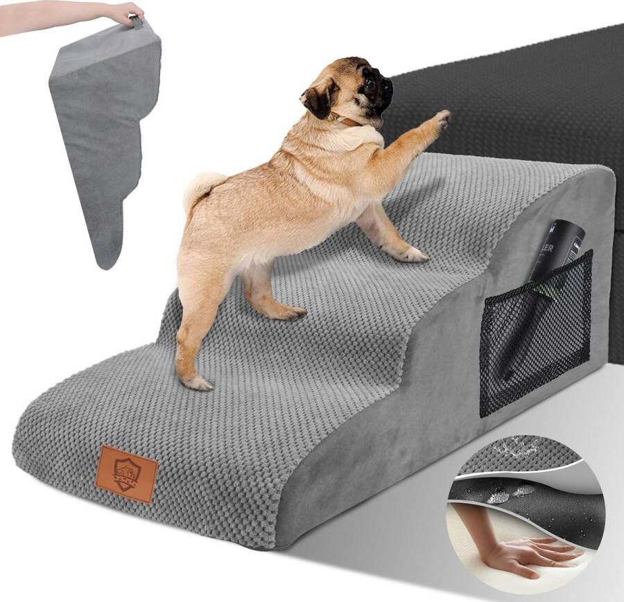 Waterdichte hondentrap afneembare hondentrap voor kleine honden wasbaar draagbaar ladder huisdiertrap voor bank bed kattentrap van spons 1 pluisrol
