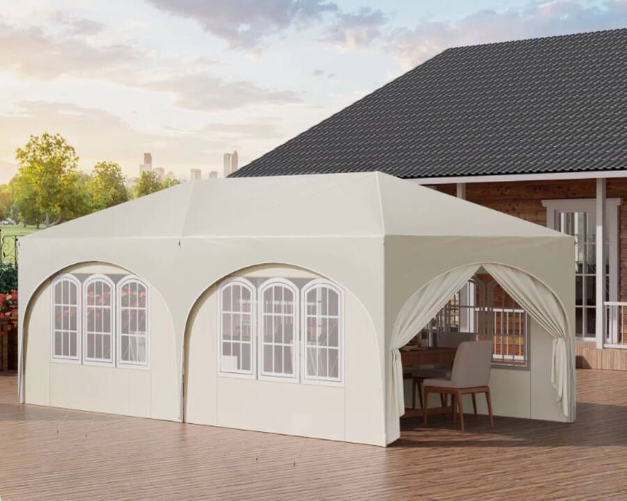 Waterdichte Outdoor Tent 3x6 Gazebo Partytent voor Camping en Garden Party Metalen Frame Spiraalbuizen Eenvoudige Montage Beige