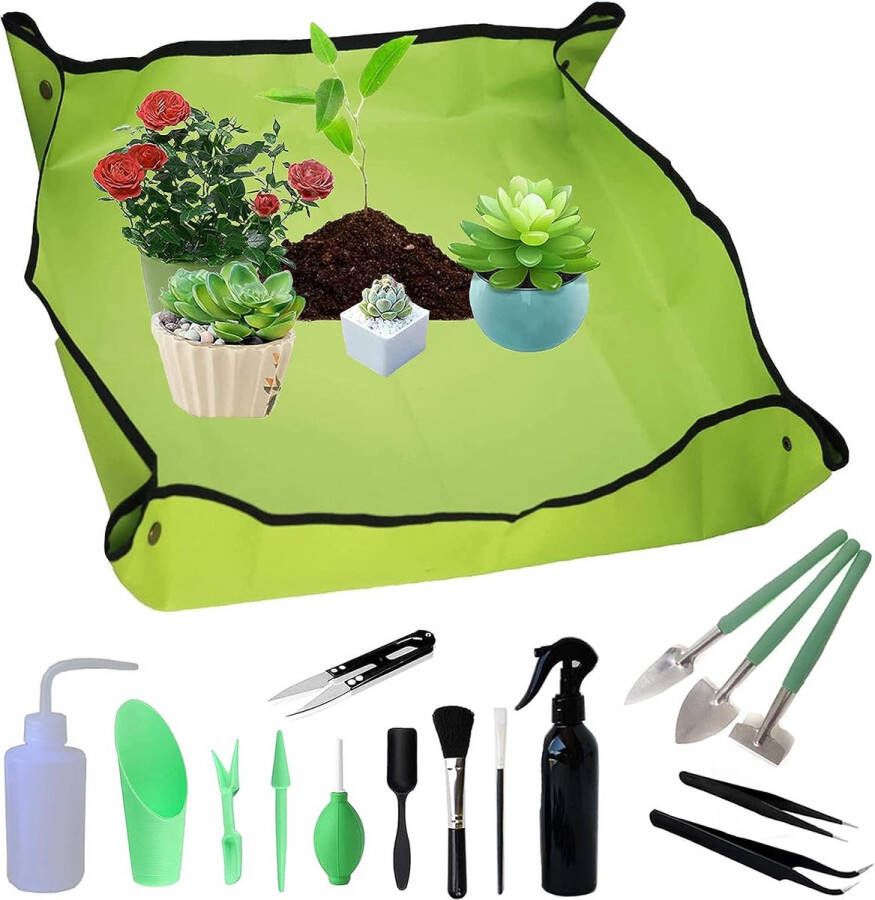 Waterdichte tuinmat plantenmat verpotten plantenmat vetplanten tuingereedschap mini-tuingereedschap voor verpot vetplanten zaailing 16 stuks (blauw 50 x 50)