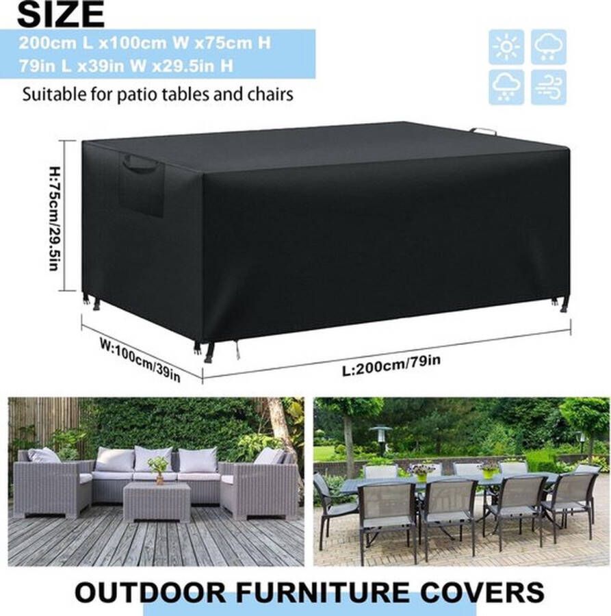 Waterdichte Tuinmeubelhoes van Oxford-stof Zwart 200 x 100 x 75 cm