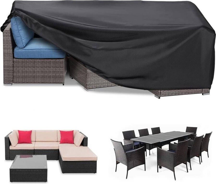 Waterdichte Tuinmeubelhoes Zware 420D Oxford Stof 280 x 204 x 106 cm Rechthoekige Hoes voor Tuintafel en Tuinstoelen Anti-UV Rotan Tuinmeubelset