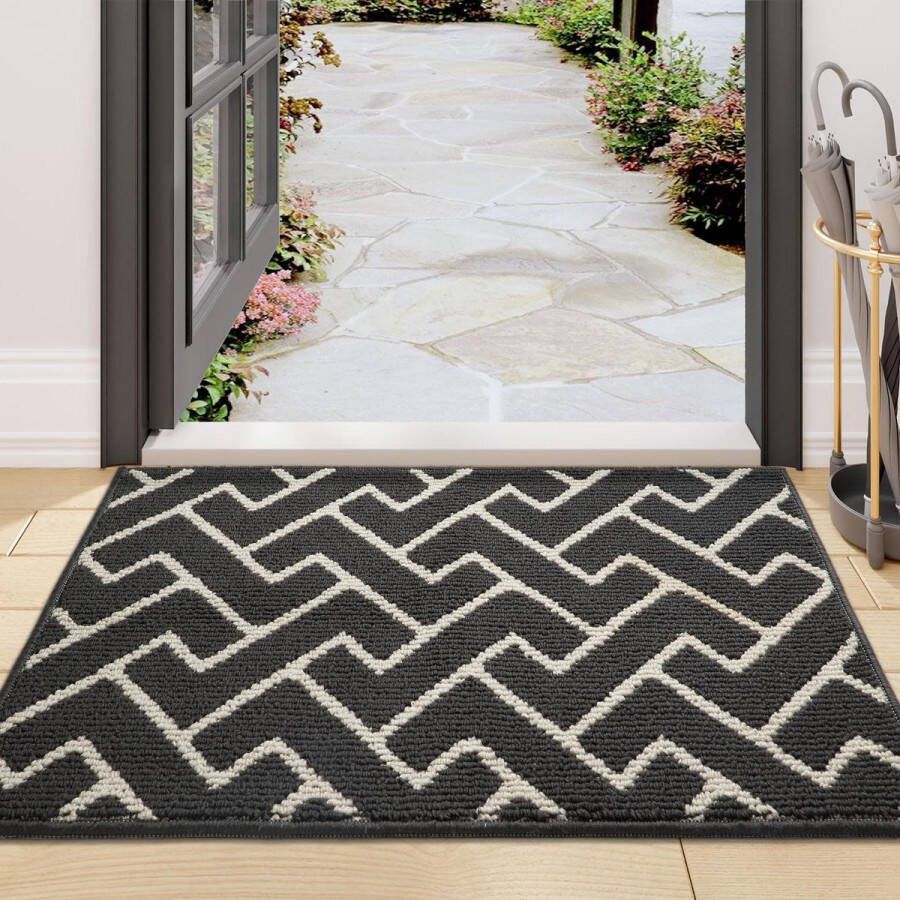 Waterdichte vuilvangmat antislip deurmat voor binnen donkergrijs 80 x 100 cm