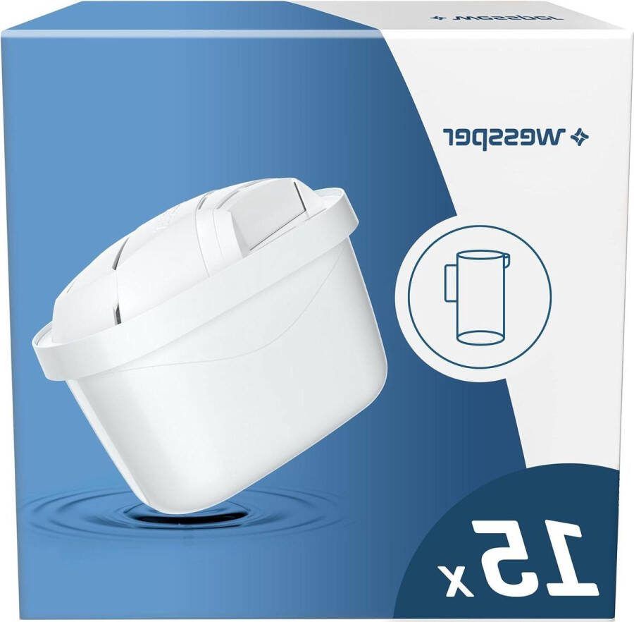 Waterfilter 15 stuks Maxtra+ cartridges met actieve kool en lonenwisselaarhars geschikt voor Brita Marella Maxtra waterkan waterfilter