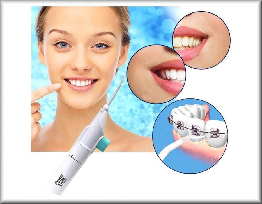 Waterflosser Gebitsreiniger handmatig Flosapparaat waterdicht Draadloze monddouche- Water flosser Draadloos flossen Wit
