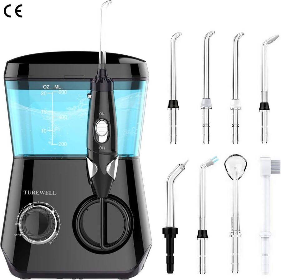 Waterflosser Flosapparaat Elektrische Monddouche met 10 Drukstanden en 8 Sproeiers IPX7 Waterdicht 600ml Orale Irrigator voor Thuisgebruik