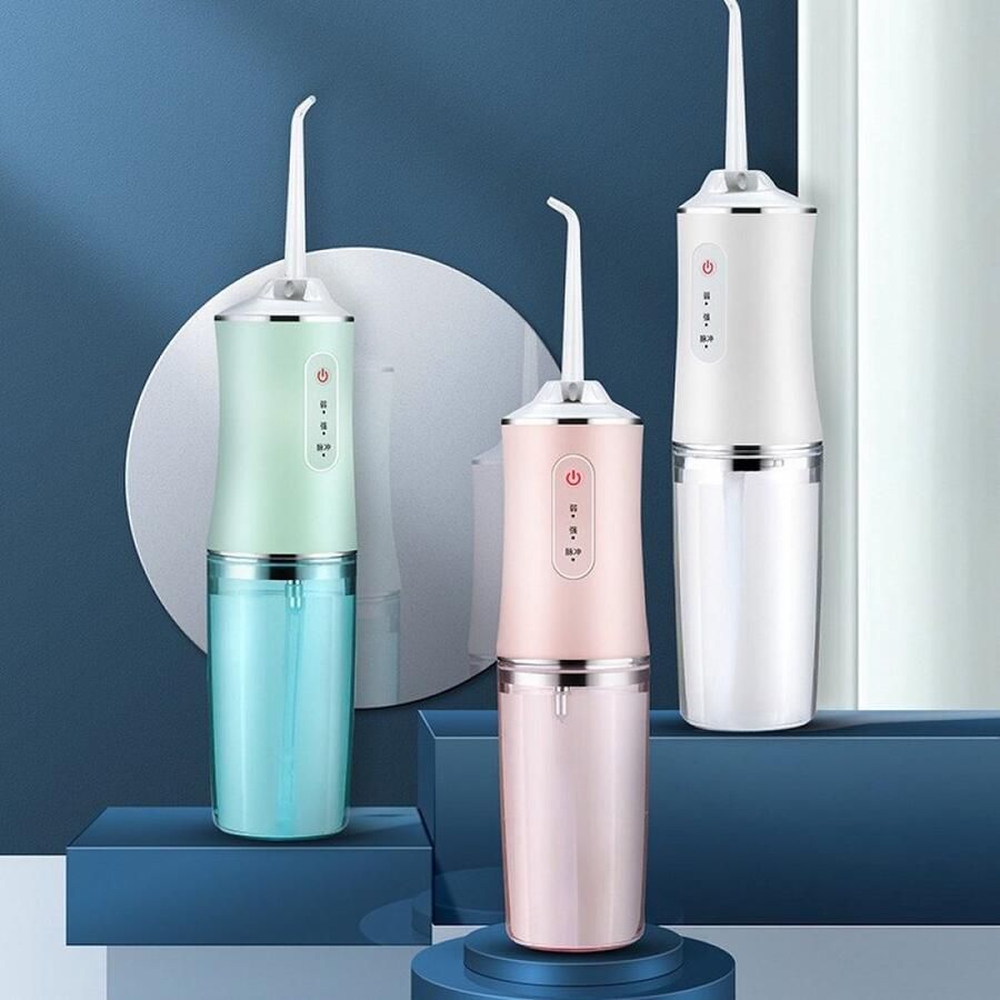 Waterflosser Monddouche Flosapparaten Elektrische waterflosser Waterdicht 3 standen Inc. 4 opzetstukken Tong reiniger -kleur : groen
